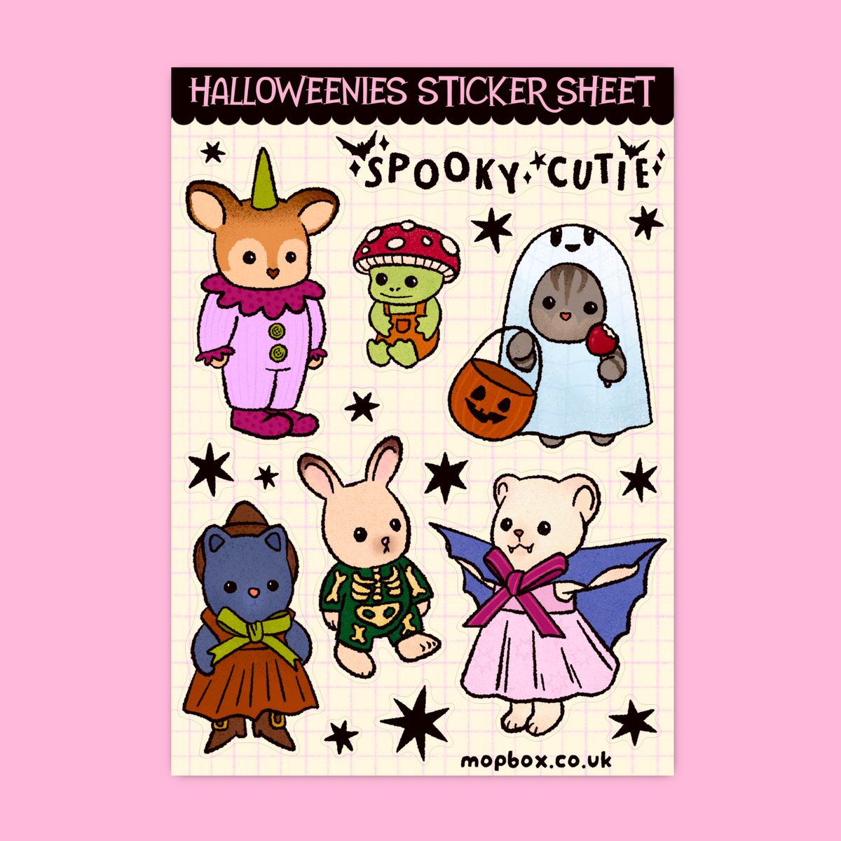 Halloween Costume Critters Sticker Sheet - Spooky Cuties