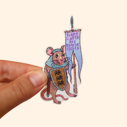 Trans Rights Pride Flag Rat Sticker -  Medieval Knight
