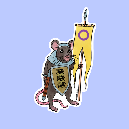 Intersex Pride Flag Rat Sticker -  Medieval Knight