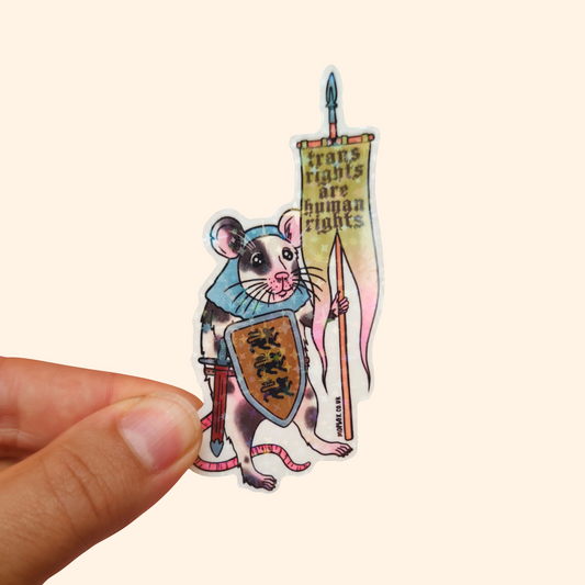 Trans Rights Pride Flag Rat Sticker -  Medieval Knight