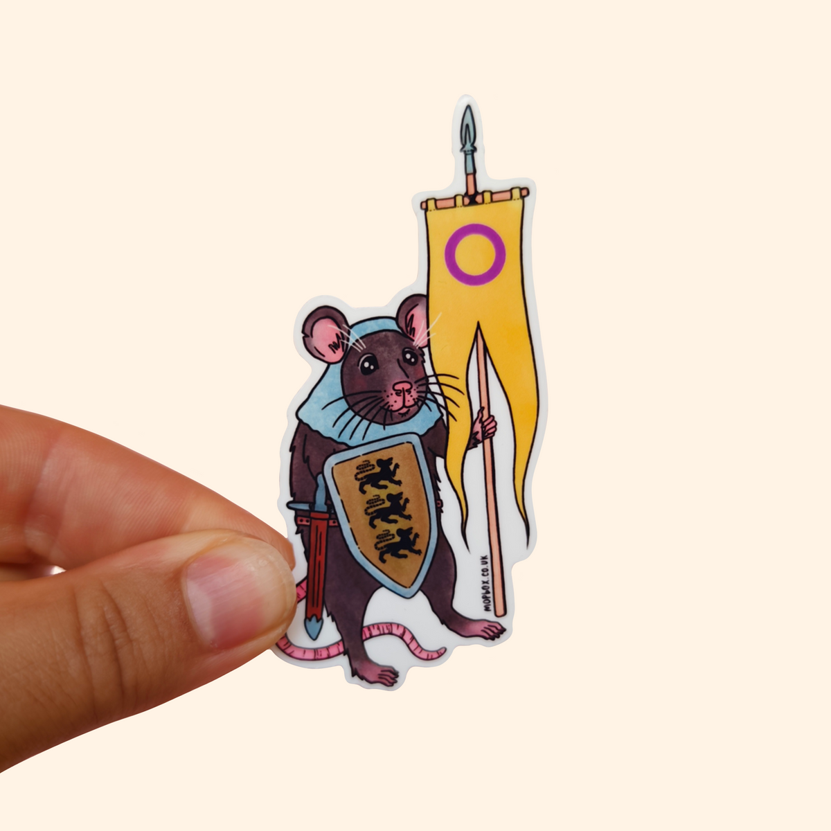 Intersex Pride Flag Rat Sticker -  Medieval Knight