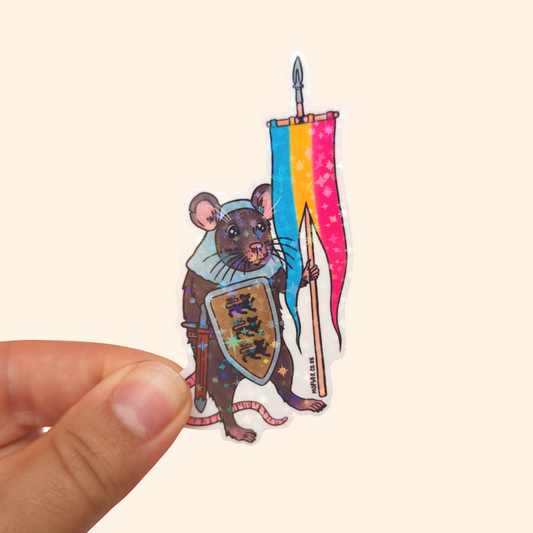 Pansexual Pride Flag Rat Sticker -  Medieval Knight