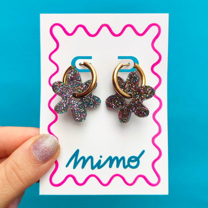 MIN. 6 UNITS - Wholesale Flower Hoop Earrings