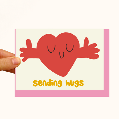Sending Hugs Happy Heart Greetings Card
