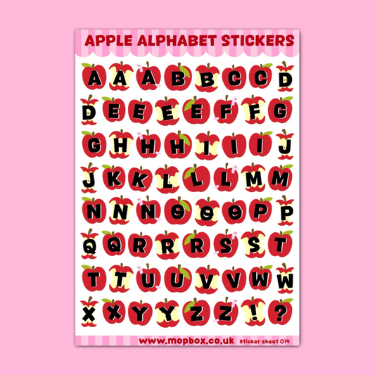 Apple Alphabet Letters Sticker Sheet