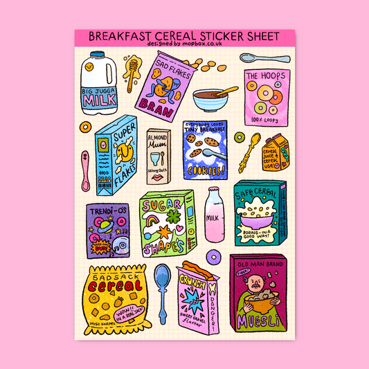 Breakfast Cereal Decorative Sticker Sheet