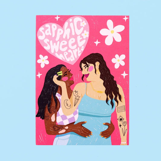 Sapphic Sweethearts Art Postcard A6