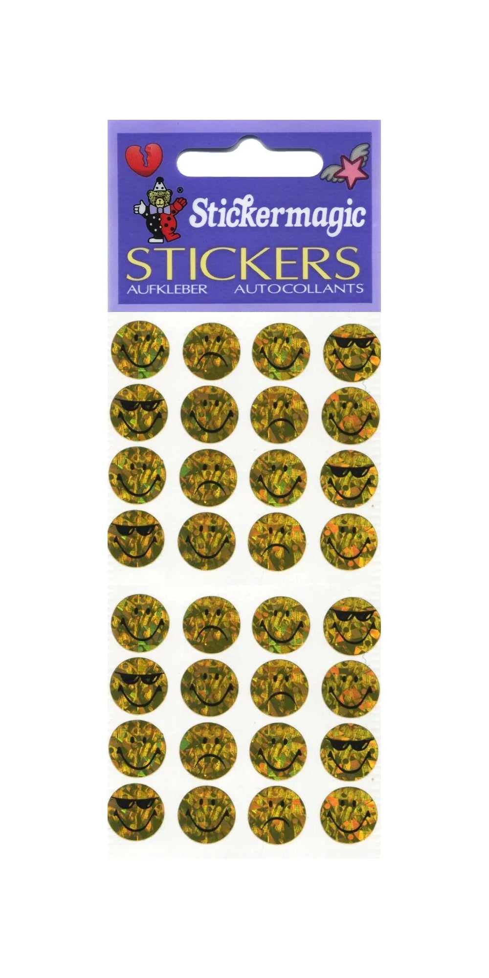 Gold Smiley Faces Prismatic Sticker Sheet