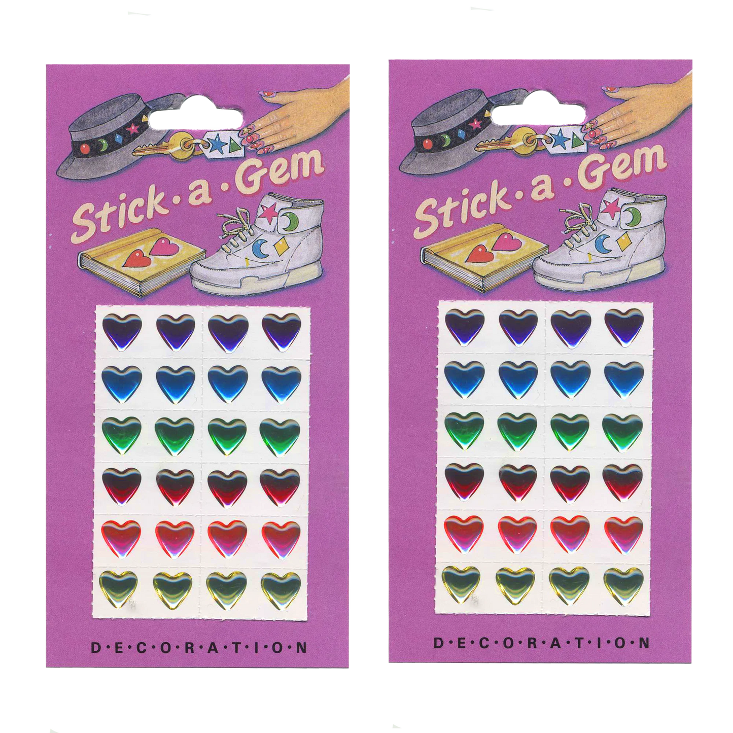 Stick-A-Gem Retro Shiny Heart Stickers