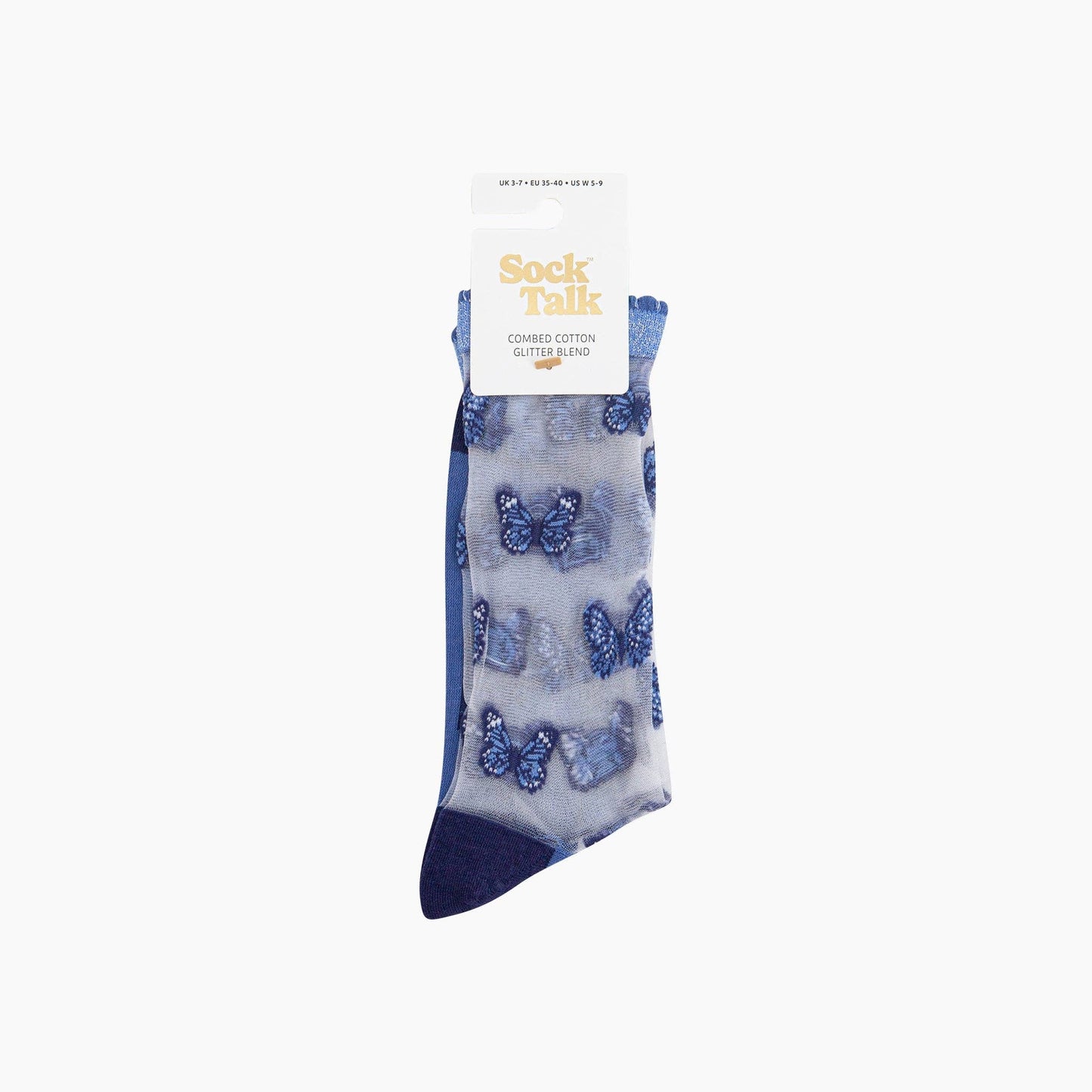 Butterflies Blue Sheer Socks