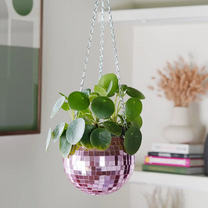 Disco Ball Hanging Planter - Pink & blue