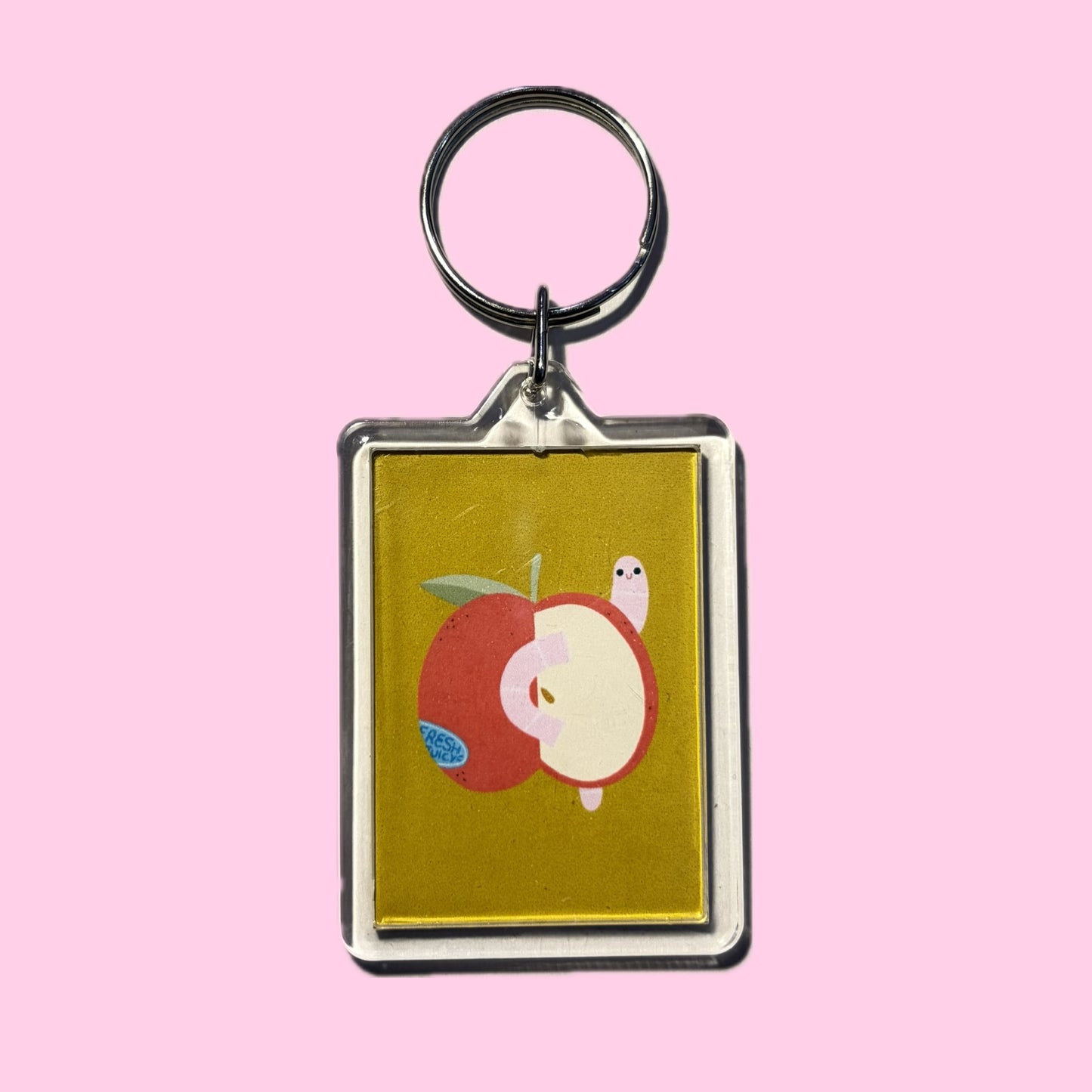 Apple & Worm Keychain
