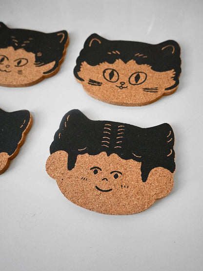"Cat Person" Set of four cork coasters