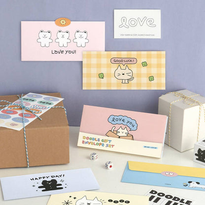 Doodle Gift Envelope Set With Stickers