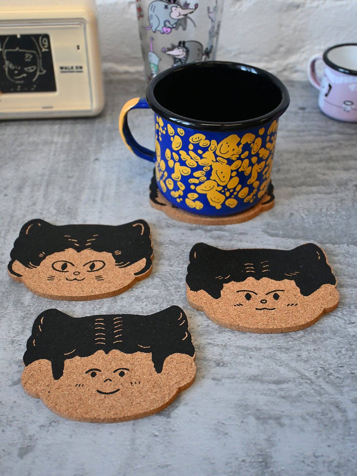 "Cat Person" Set of four cork coasters