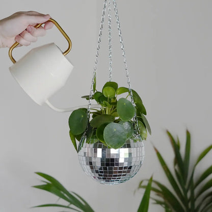 Disco Ball Hanging Planter - Silver