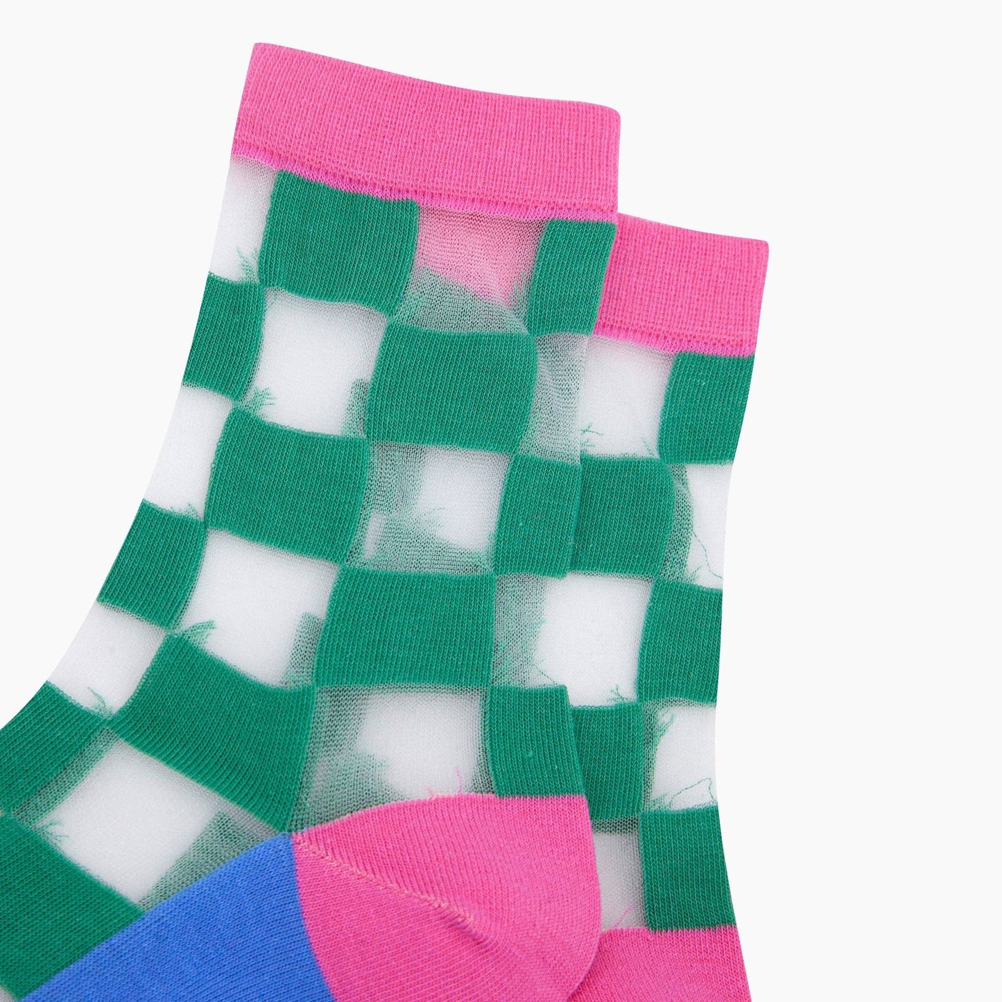 Sheer Green Checkerboard Socks