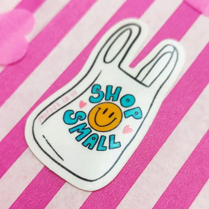 Shop Small Retro Shopping Bag - Clear Sticker