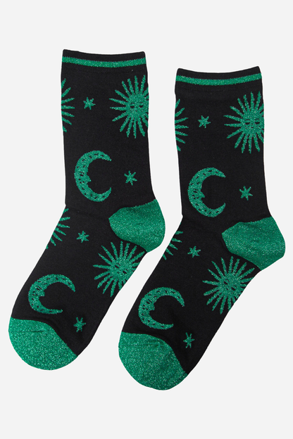 Green Glitter Celestial Socks
