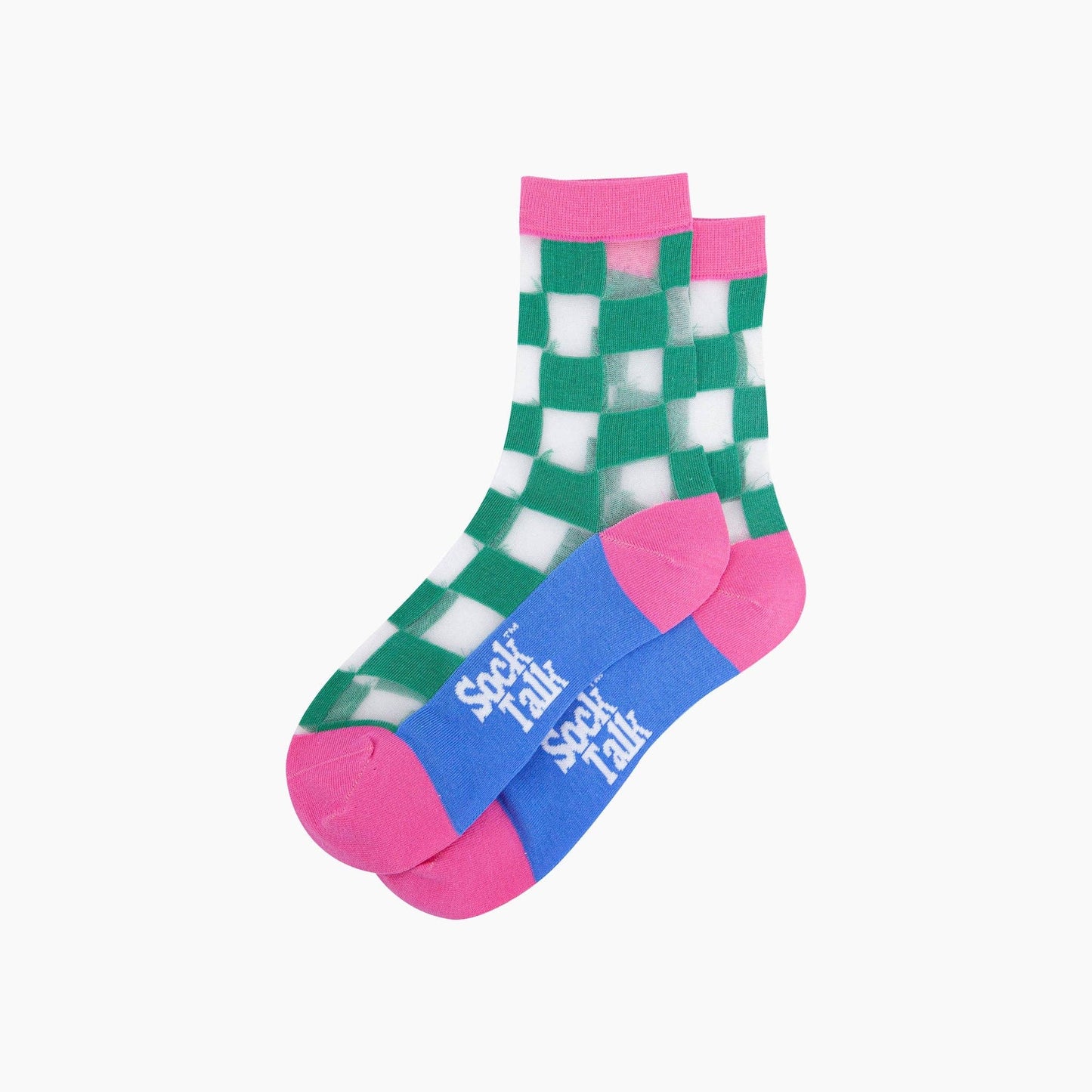 Sheer Green Checkerboard Socks
