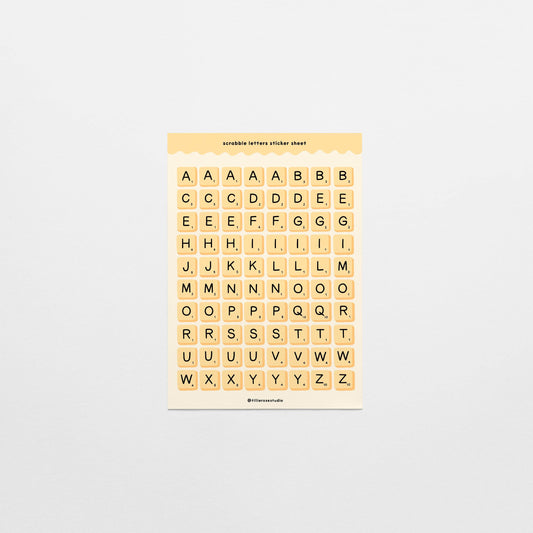 Yellow Scrabble Letters Sticker Sheet