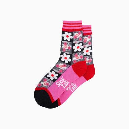 Daisy Checkerboard Sheer Socks
