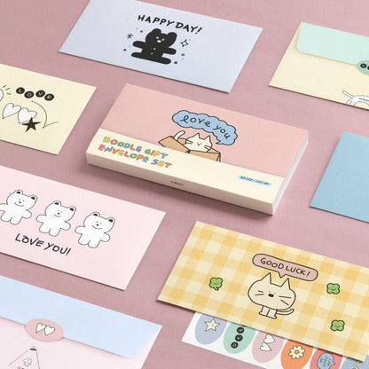 Doodle Gift Envelope Set With Stickers
