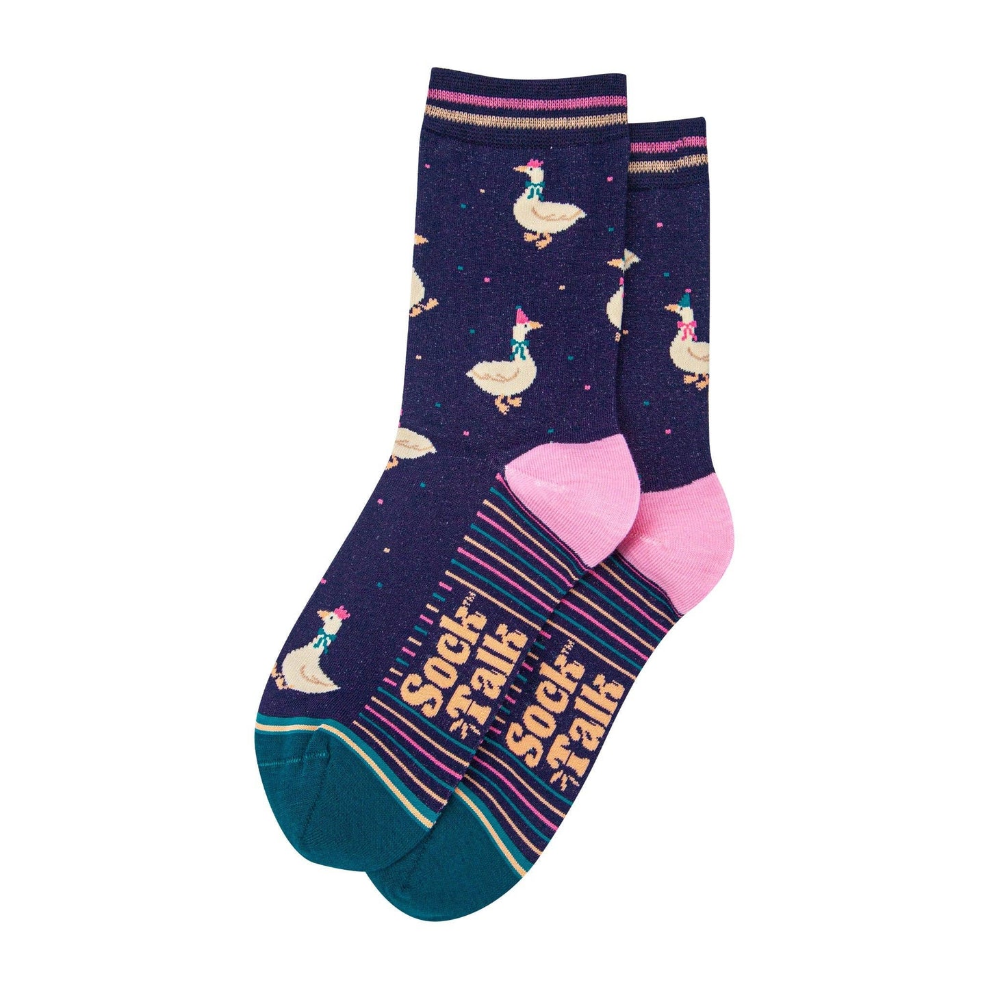 Women's Bamboo Socks - Navy Blue/Teal, Silly Goose