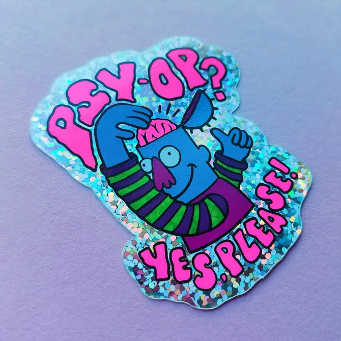 Psy-op? Yes Please! Hot Pink Glitter Sticker