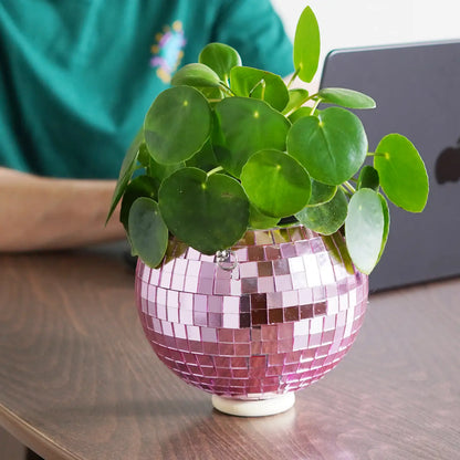 Disco Ball Hanging Planter - Pink & blue