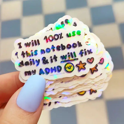ADHD Notebook Optimist -  Vinyl Sticker (Crackle Clear)