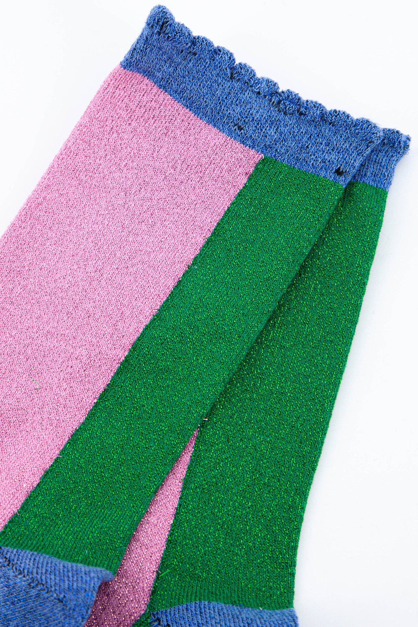 Green & Pink Glitter Socks