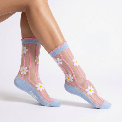 Daisy Stripes Sheer Socks