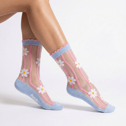 Daisy Stripes Sheer Socks