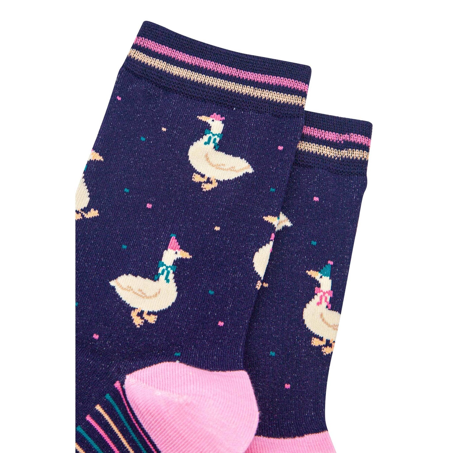 Women's Bamboo Socks - Navy Blue/Teal, Silly Goose