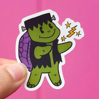 Frankenstein Turtle Halloween Pals  - Matte Soft Touch Vinyl Sticker