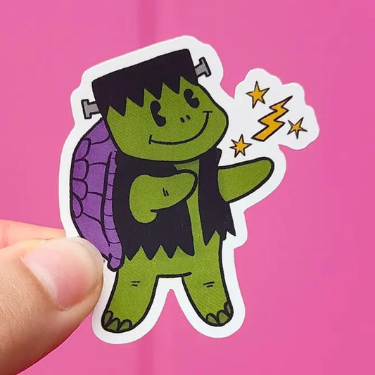 Frankenstein Turtle Halloween Pals  - Matte Soft Touch Vinyl Sticker