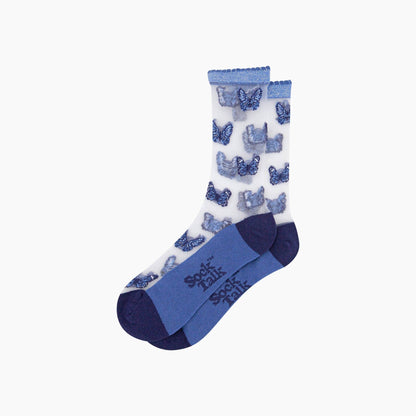 Butterflies Blue Sheer Socks