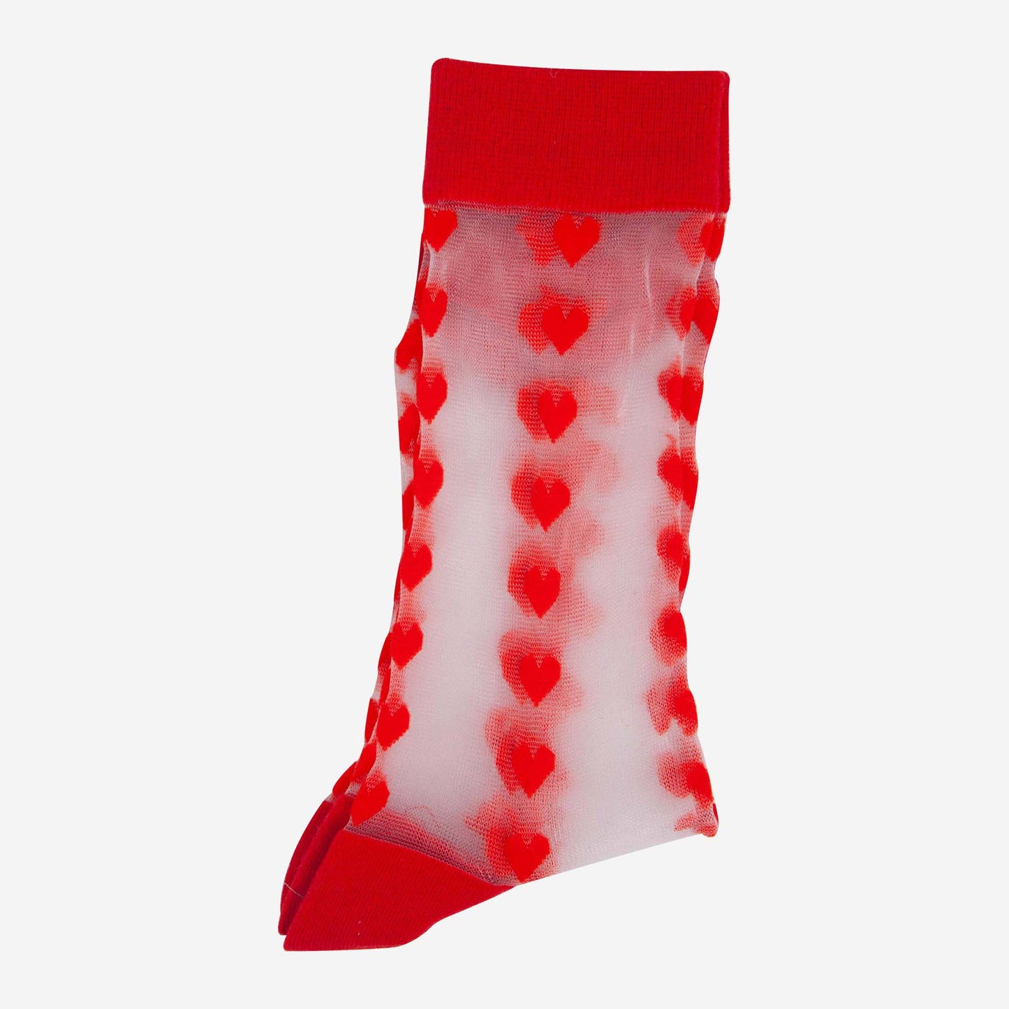 Women's Sheer Ankle Socks- Red, Heart