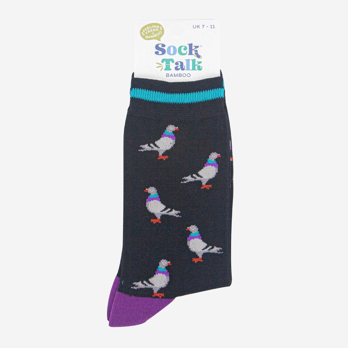 Men's Bamboo Socks - Black/Purple, Pigeon