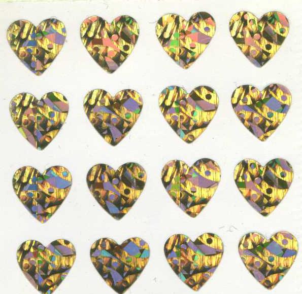 Gold Hearts Prismatic Sticker Sheet
