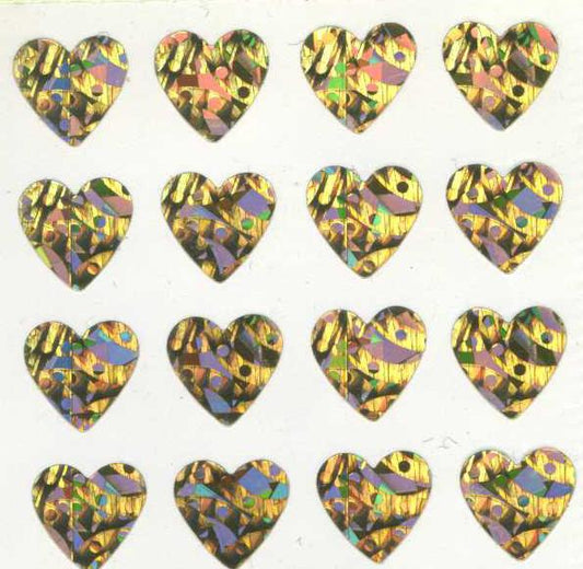Gold Hearts Prismatic Sticker Sheet