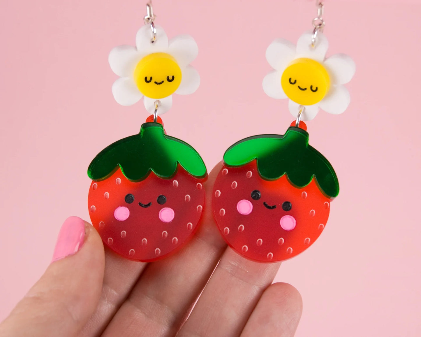 Strawberry & Flower Acrylic Earrings
