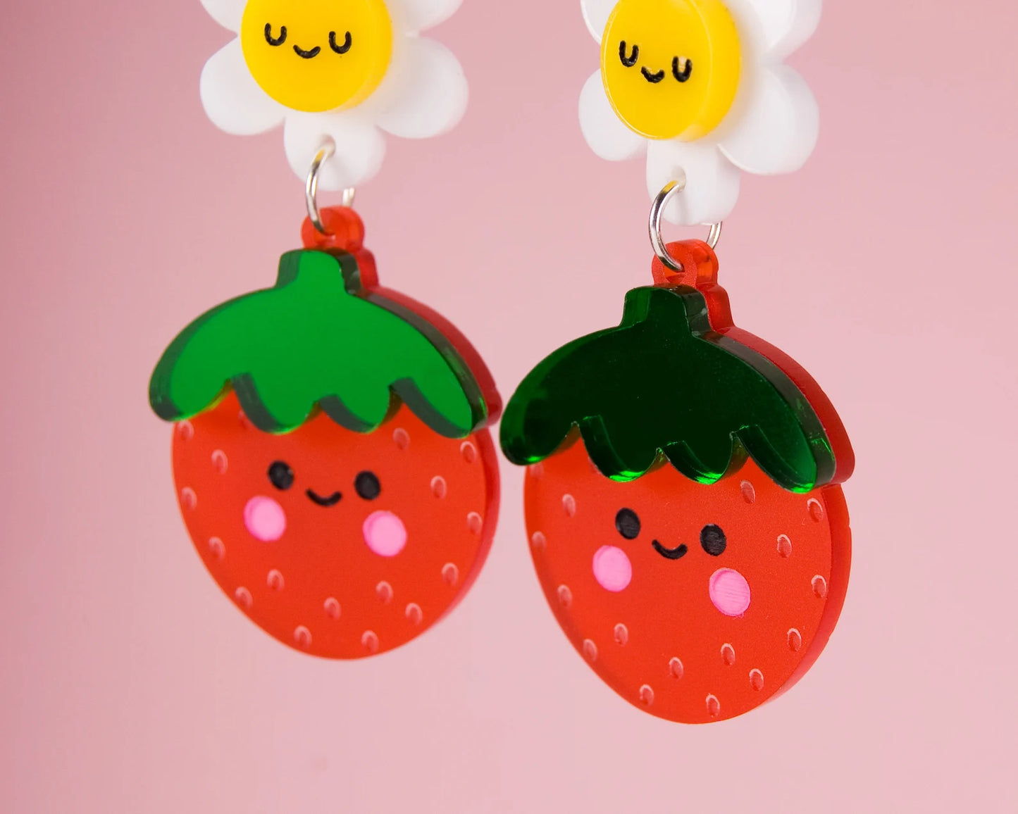 Strawberry & Flower Acrylic Earrings