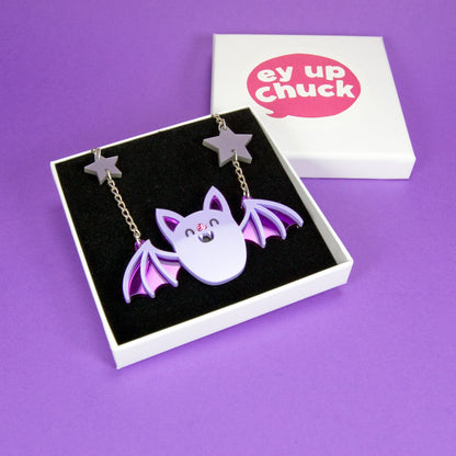 Acrylic Bat & Stars Statement Necklace
