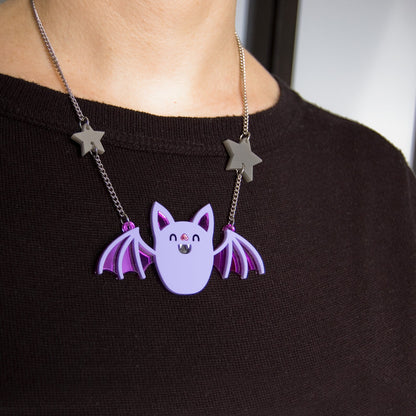 Acrylic Bat & Stars Statement Necklace
