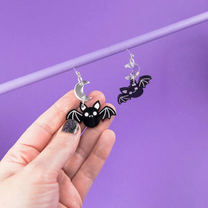 Acrylic Purple Bat Drop Earrings
