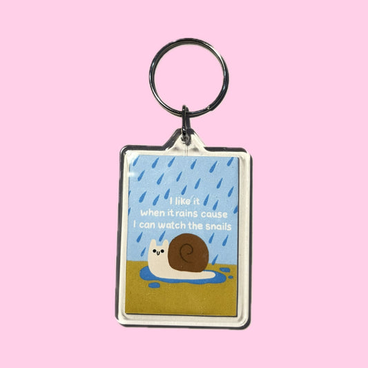 'I Like It When It Rains' Snail Keychain