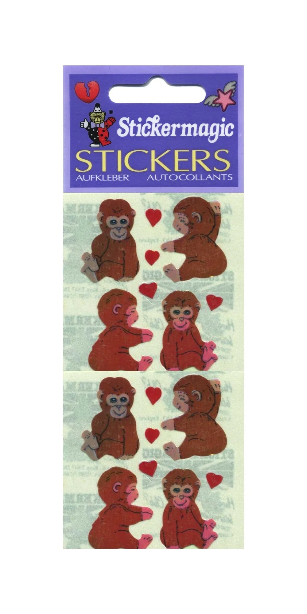 Monkey Love Chimp Pearly Sticker Sheet