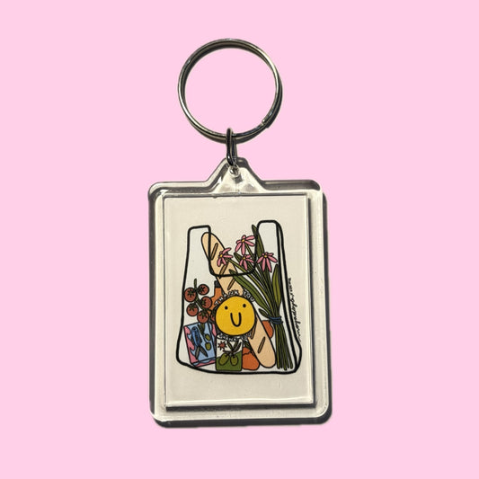 'Girl Dinner' Shopping Bag Keychain